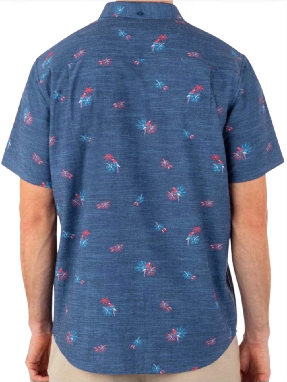 Hurley Mens Short Sleeve Shirt Blue Tropical Fourth 4th Of July NEW XL - Picture 4 of 7